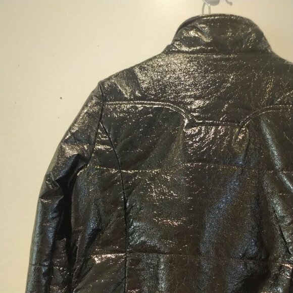 NWOT Sandwich Wet look Bomber Jacket Biker Moto Jacket vinyl look Mobwife Jacket - Picture 10 of 16